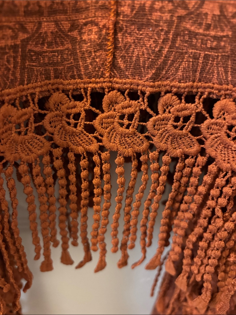 Pretty Angel Burnt Orange Crochet Fringe Kimono Cardigan - Picture 7 of 7